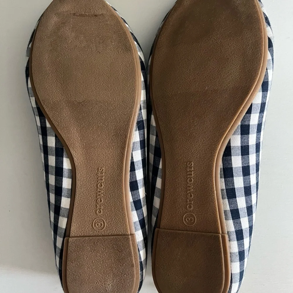 J.Crew Crewcuts Little Girl Gingham Checkered Ballet Flats Navy Size 3 GUC